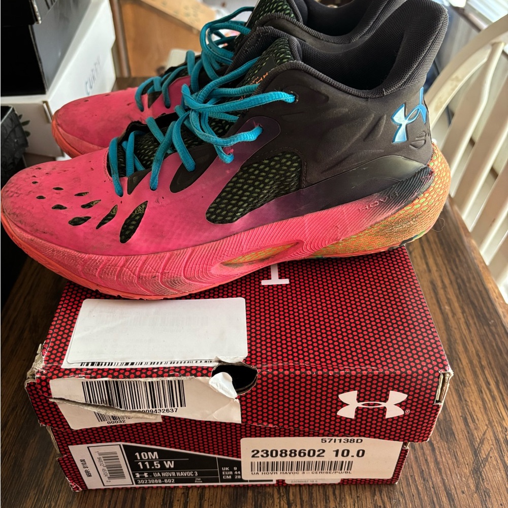 Under Armour Pink and Black Sneakers Hovr Havoc
